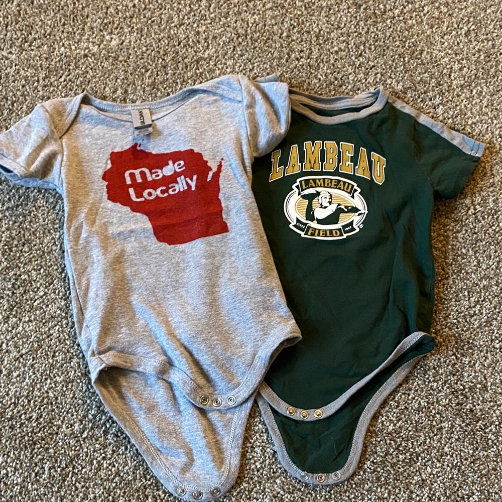 Green Bay Packers Kids One Piece and Made Locally Wisconsin 12-18 months
